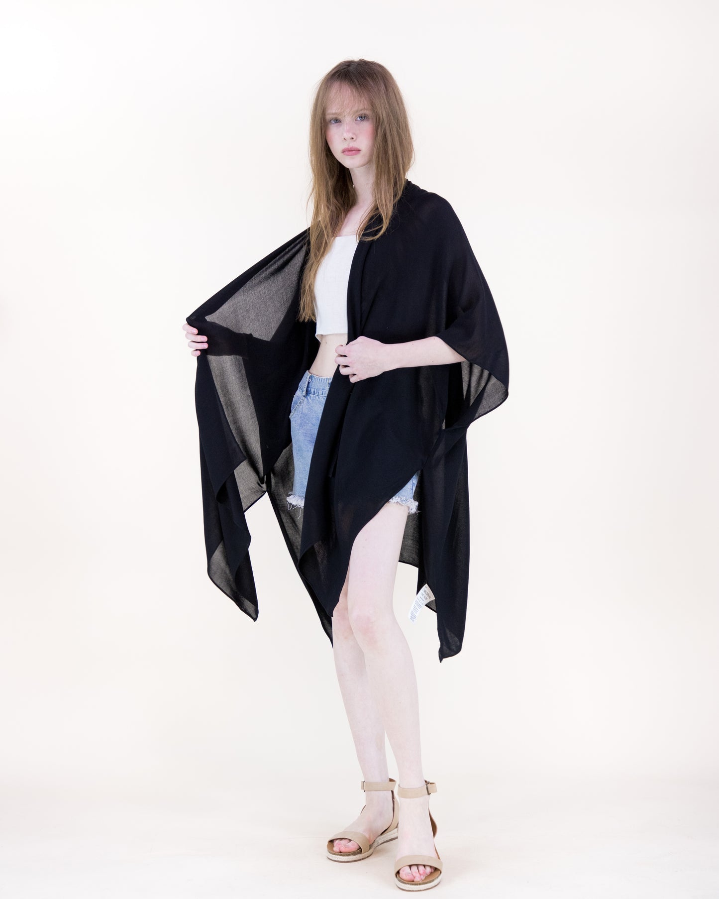 Solid Drape Cool Touch Short Kimono