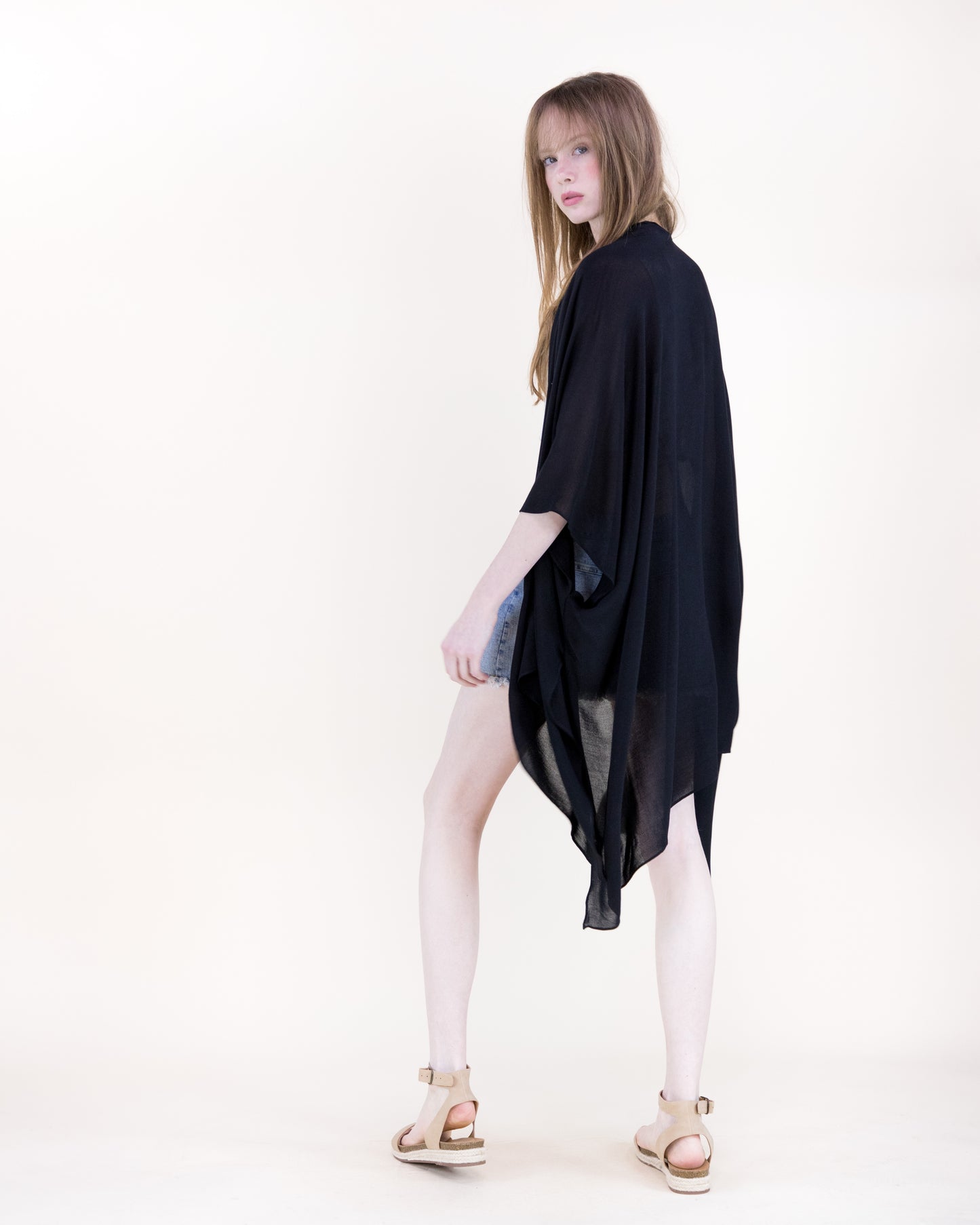 Solid Drape Cool Touch Short Kimono