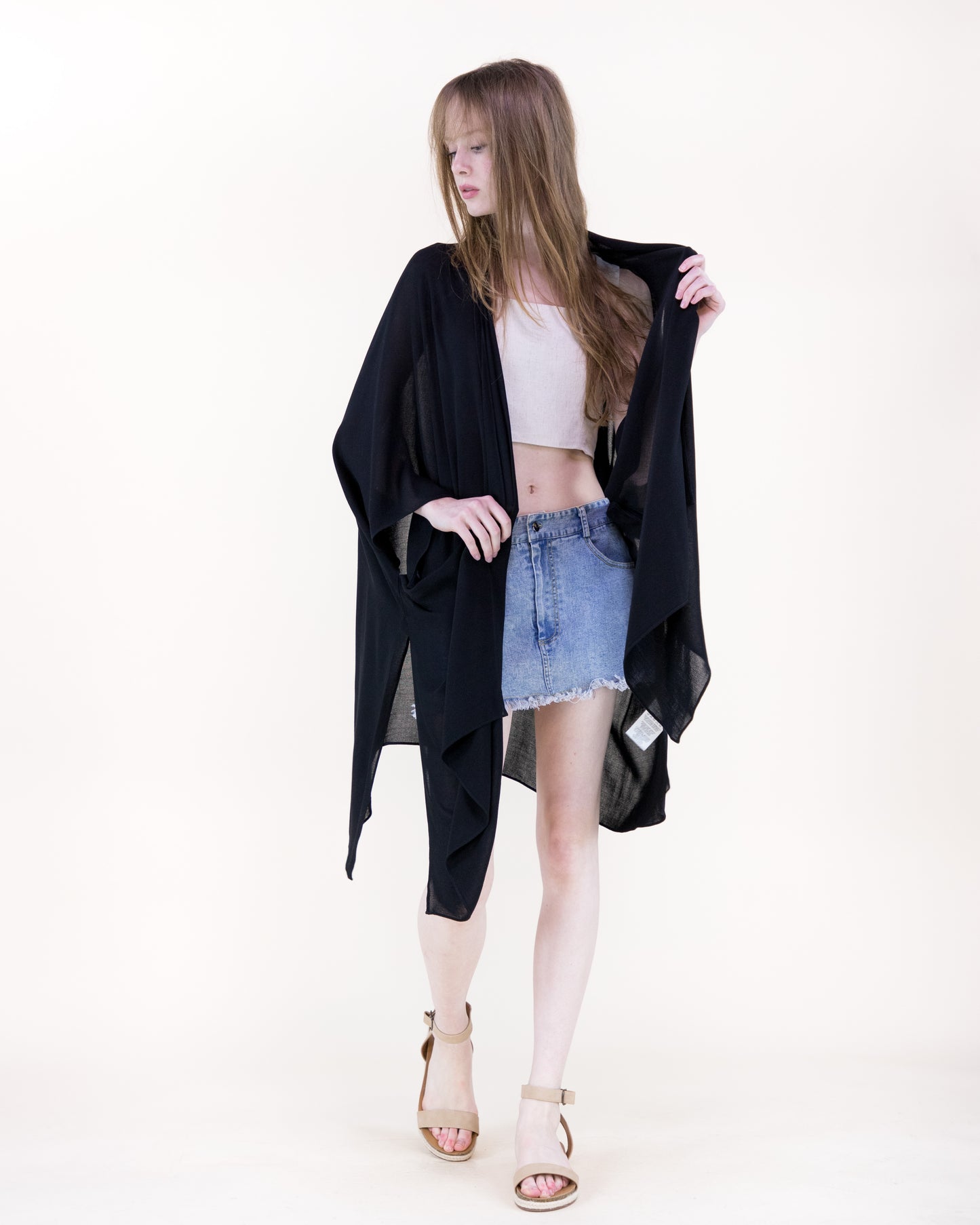 Solid Drape Cool Touch Short Kimono