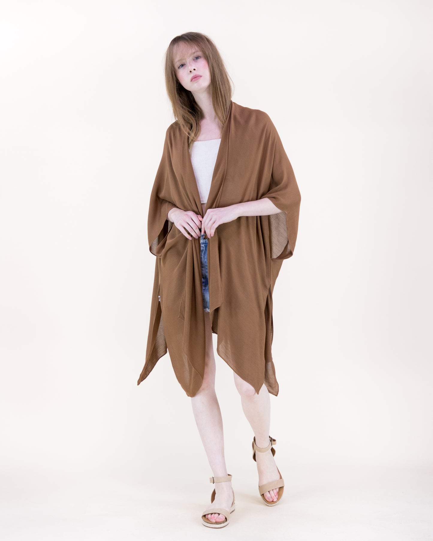 Solid Drape Cool Touch Short Kimono