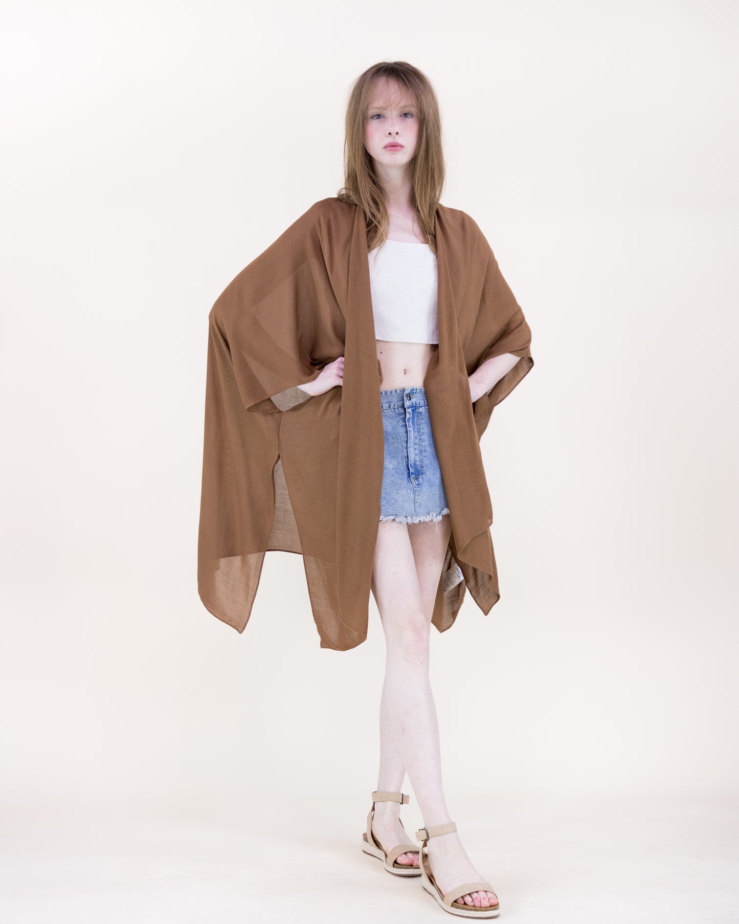 Solid Drape Cool Touch Short Kimono