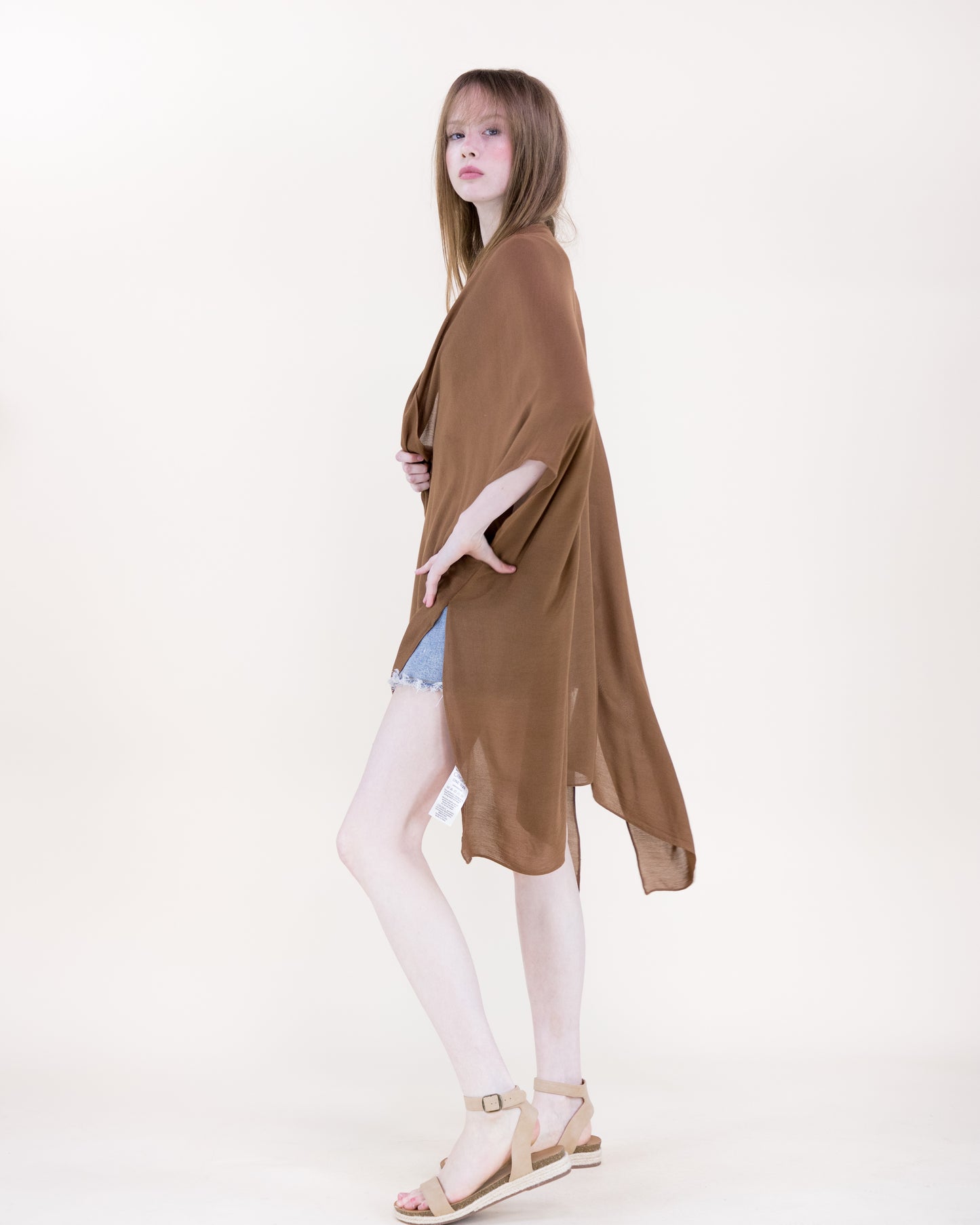 Solid Drape Cool Touch Short Kimono