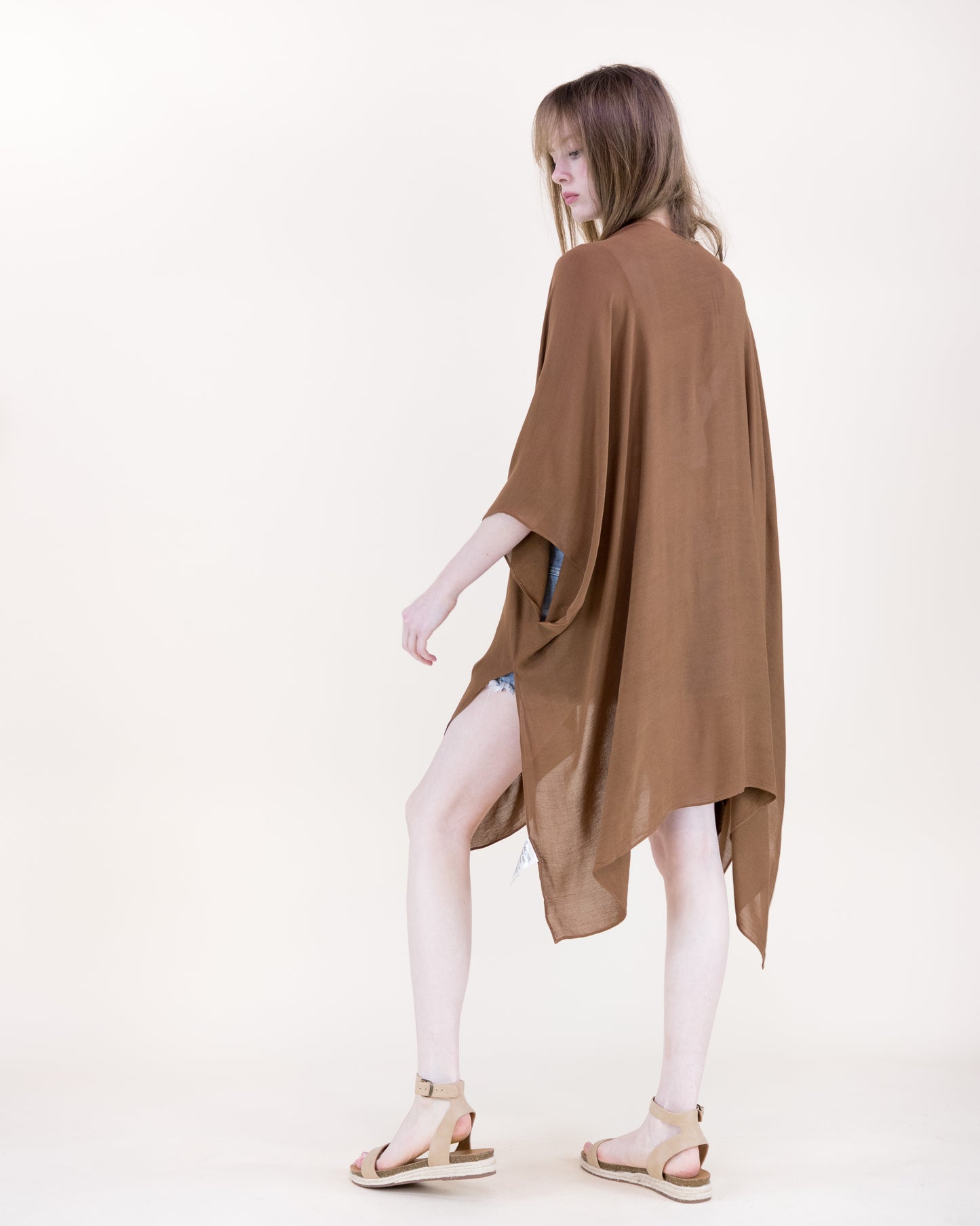 Solid Drape Cool Touch Short Kimono