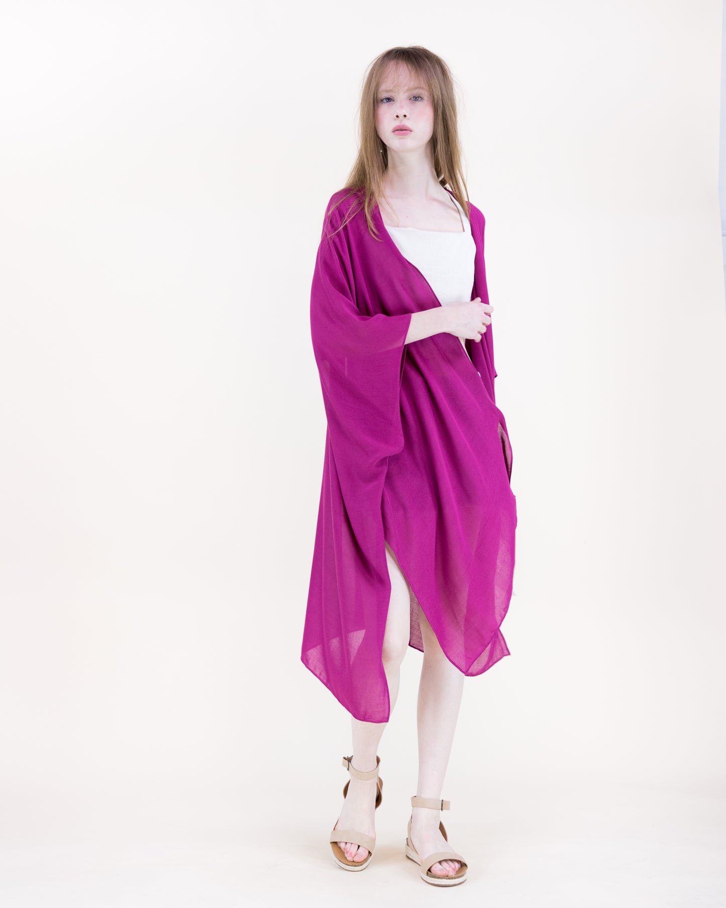 Solid Drape Cool Touch Short Kimono