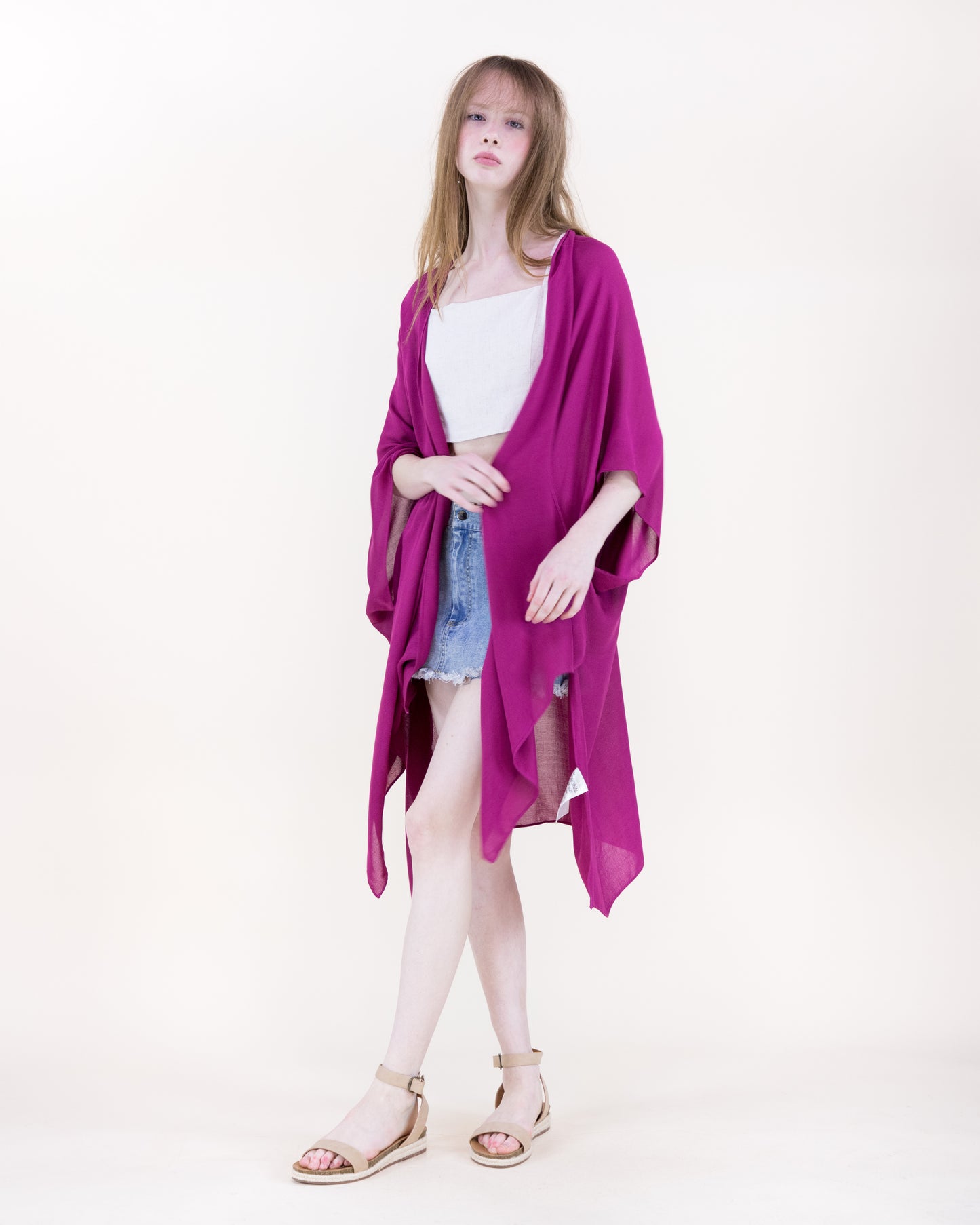 Solid Drape Cool Touch Short Kimono