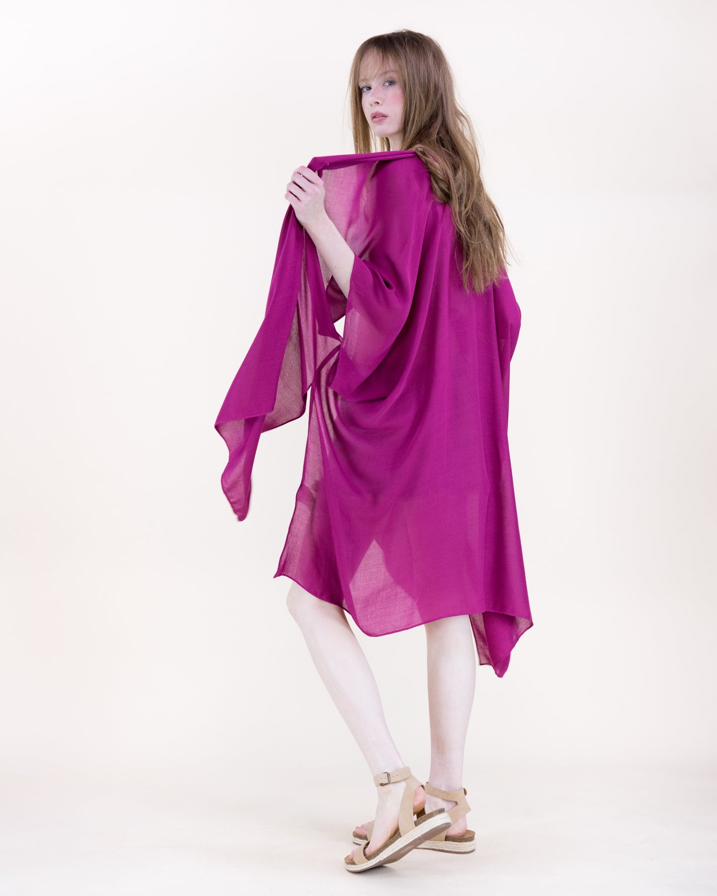 Solid Drape Cool Touch Short Kimono