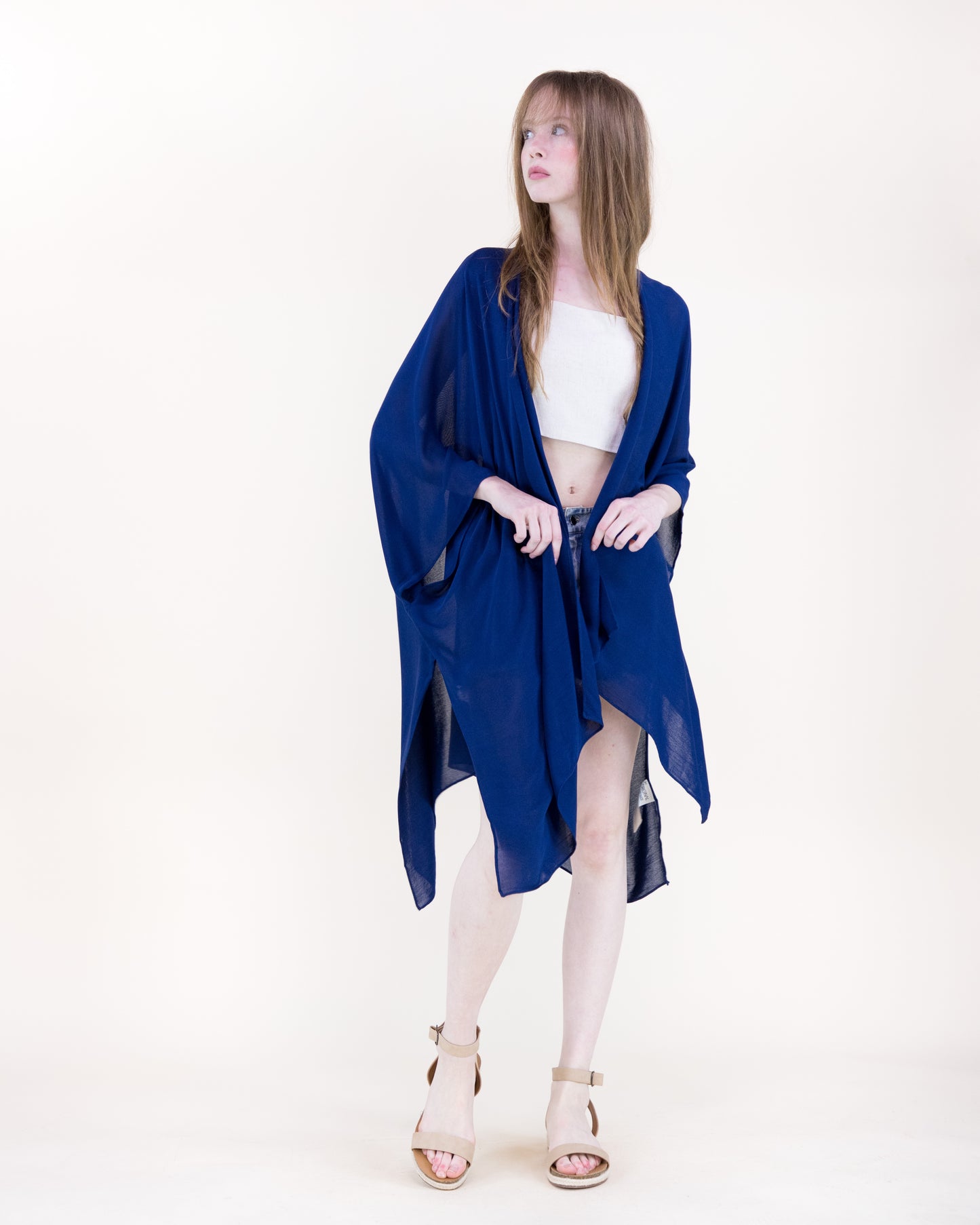 Solid Drape Cool Touch Short Kimono