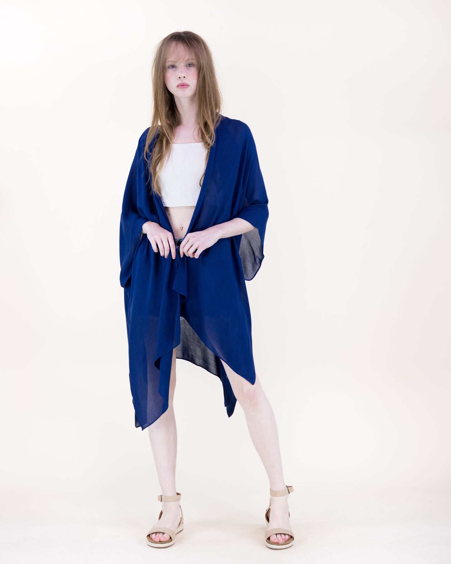 Solid Drape Cool Touch Short Kimono