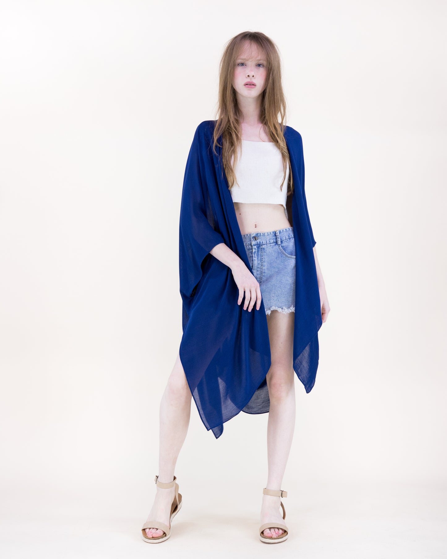 Solid Drape Cool Touch Short Kimono
