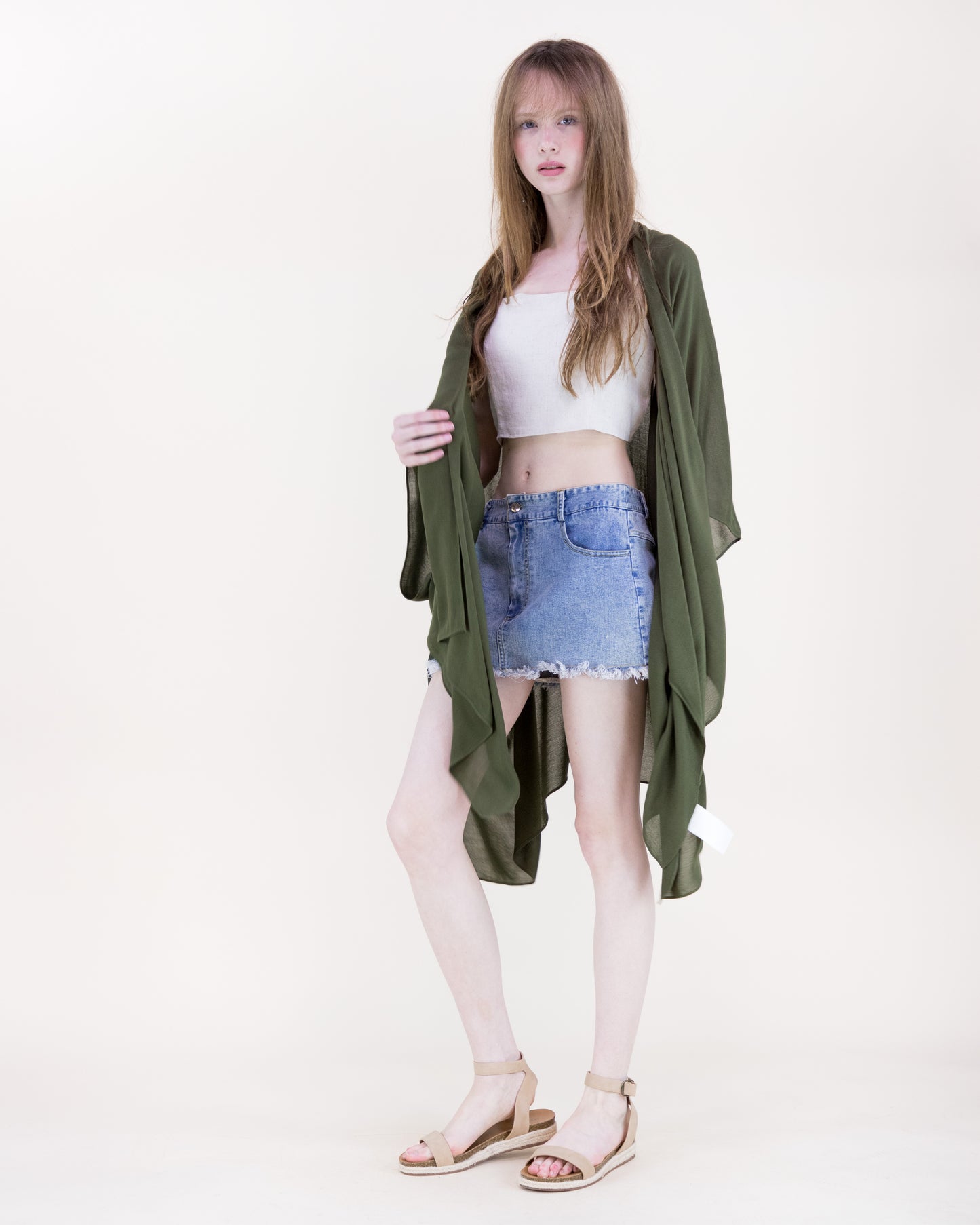 Solid Drape Cool Touch Short Kimono