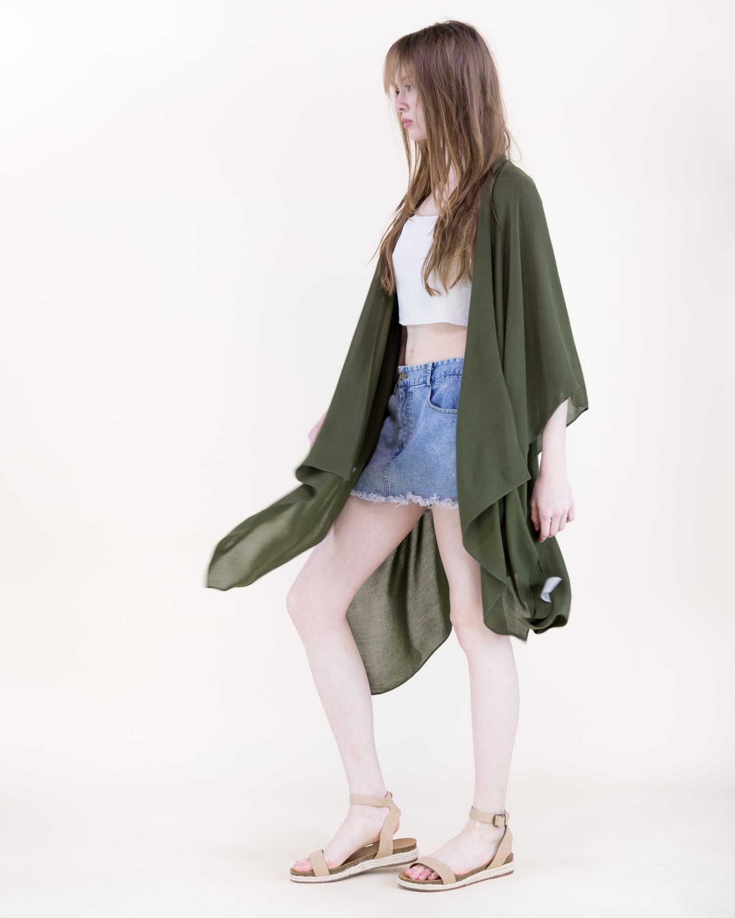 Solid Drape Cool Touch Short Kimono
