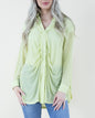 Oversized & Textured Ruched Front Button Down Long Blouse