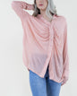 Oversized & Textured Ruched Front Button Down Long Blouse