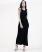 Neutral Jewel Neck Sleeveless Ribbed Knit Bodycon Dress