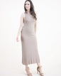 Neutral Jewel Neck Sleeveless Ribbed Knit Bodycon Dress