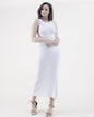 Neutral Jewel Neck Sleeveless Ribbed Knit Bodycon Dress