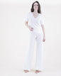 Neutral V-Neck Short Sleeve Waffle Stitch Knit Top