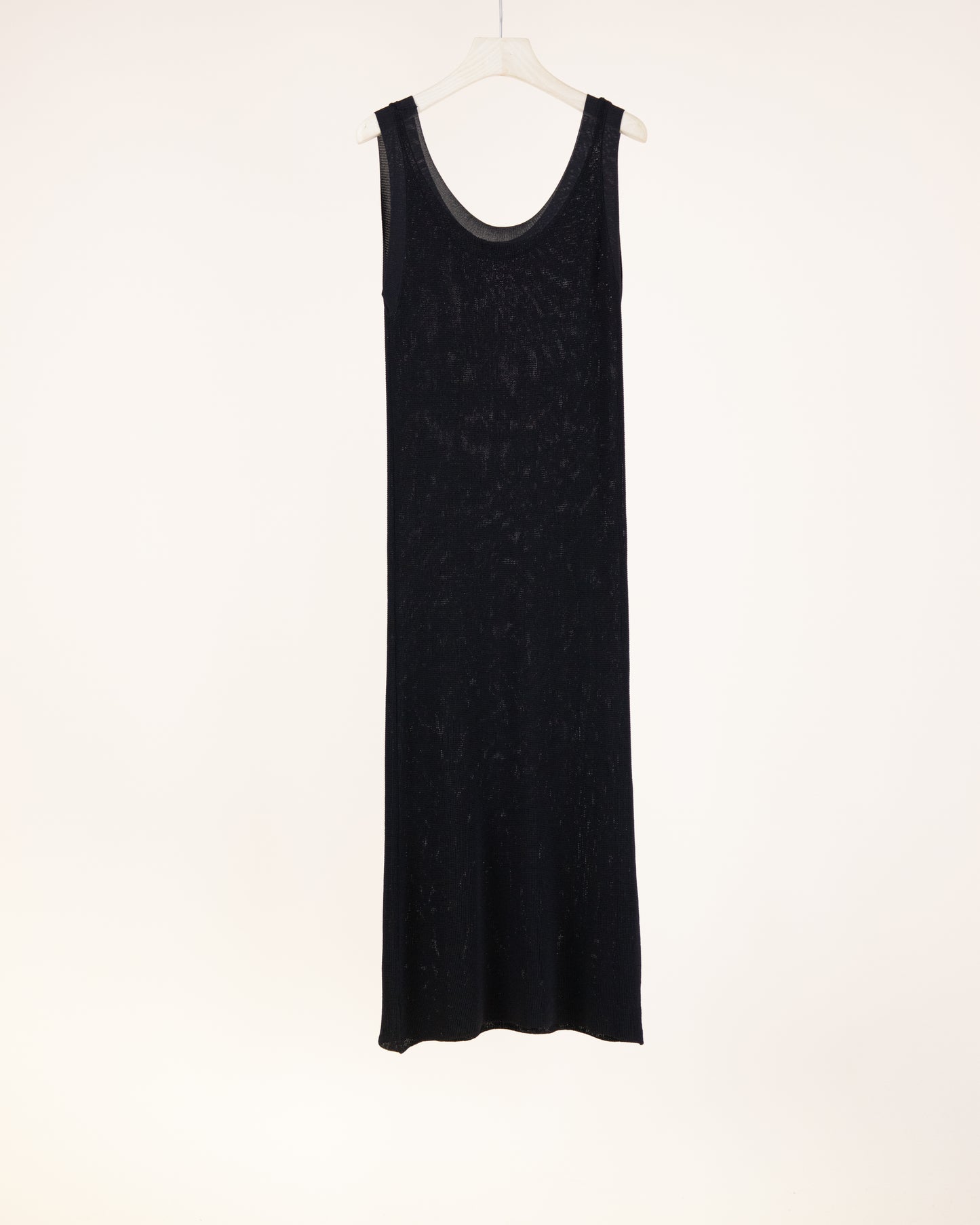 Neutral Sleeveless Small Mesh Stitch Knit Dress