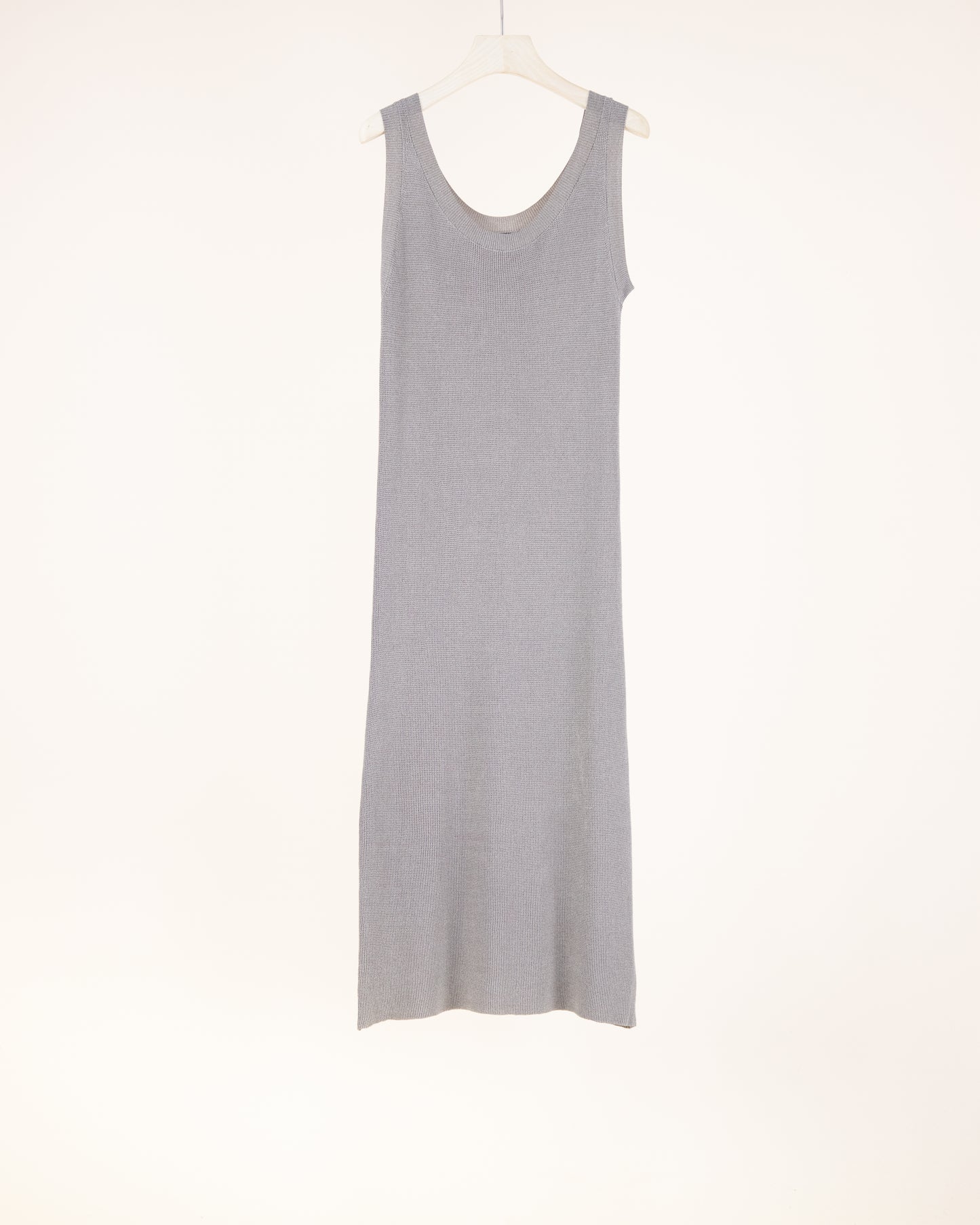 Neutral Sleeveless Small Mesh Stitch Knit Dress
