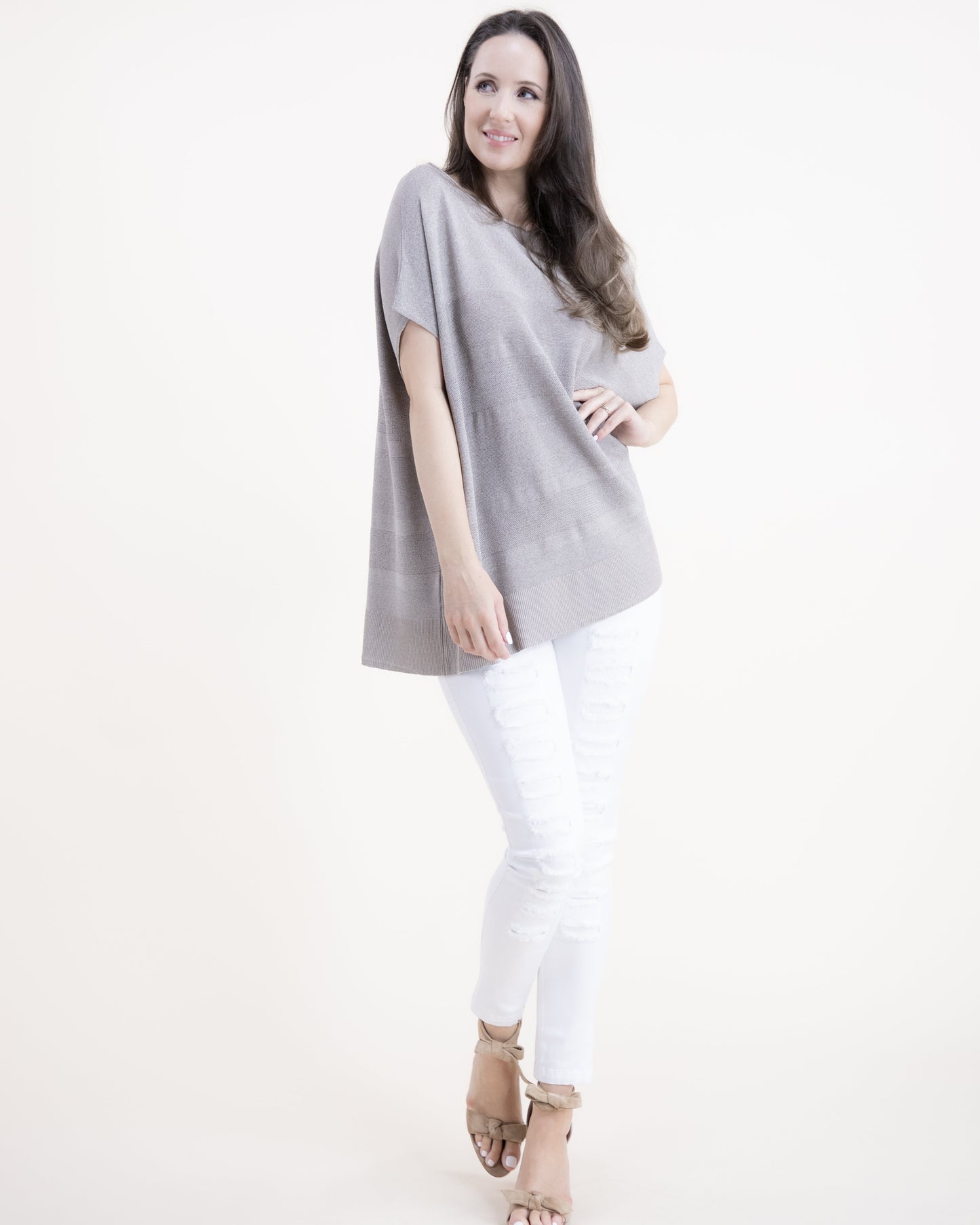 Neutral Scoop Neck Thin Knit Top