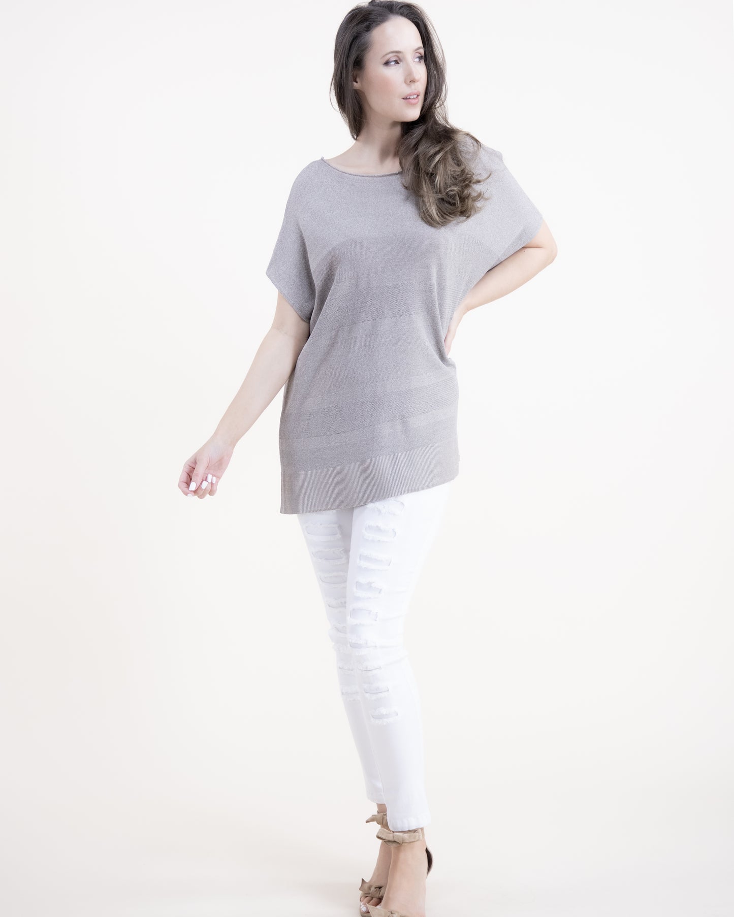 Neutral Scoop Neck Thin Knit Top
