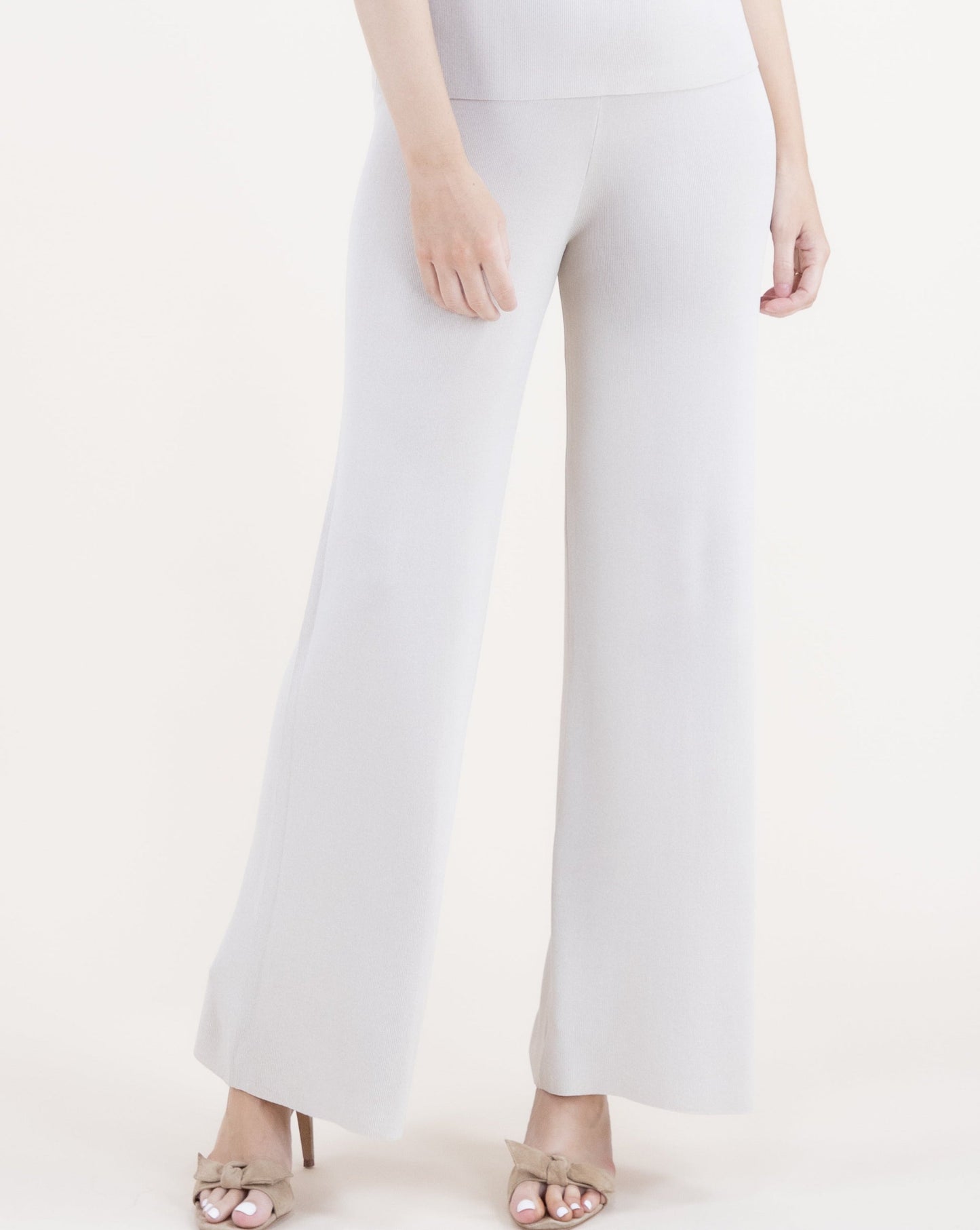 Neutral Wide Leg Thin Knit Pants