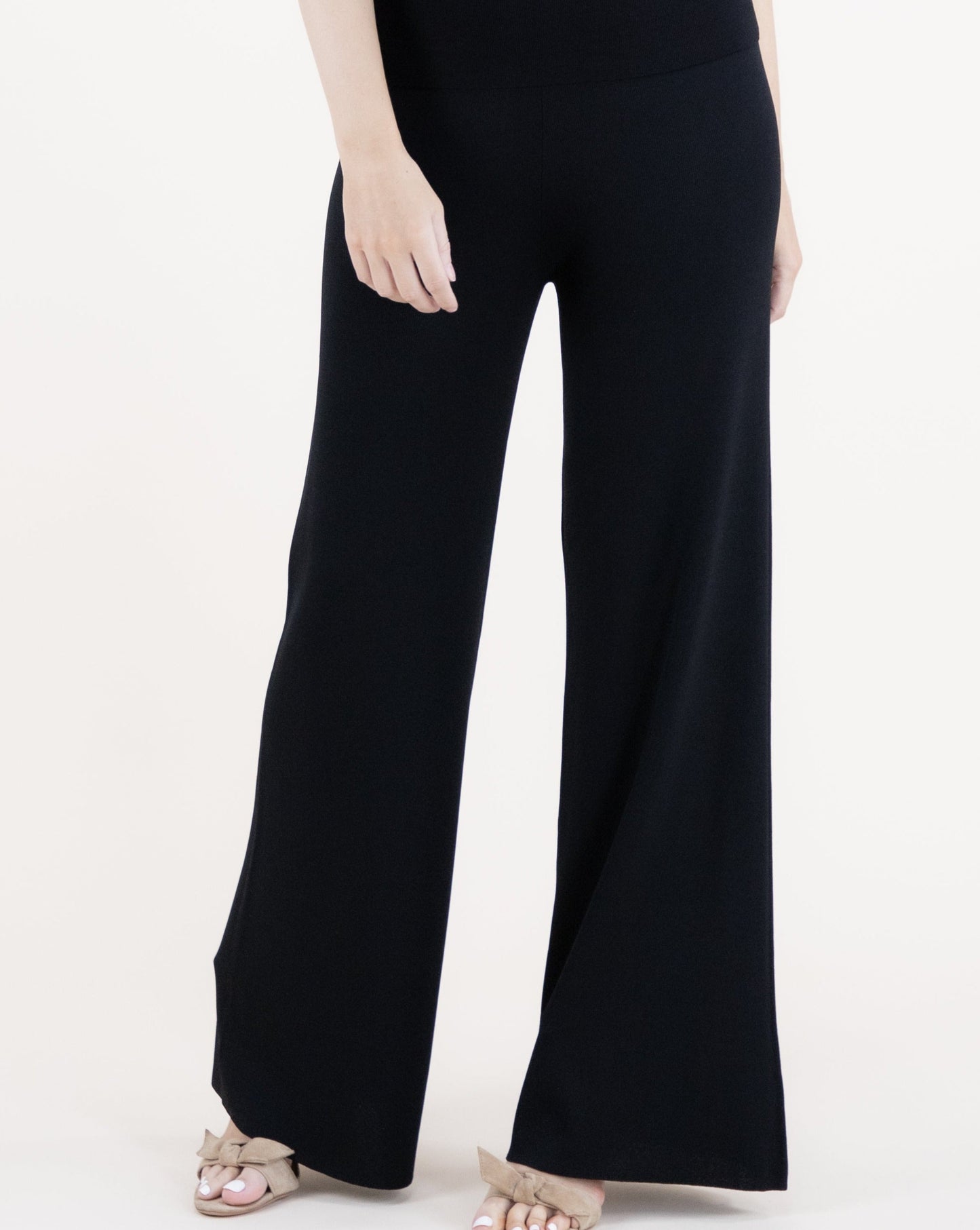 Neutral Wide Leg Thin Knit Pants