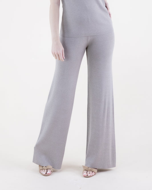 Neutral Wide Leg Thin Knit Pants
