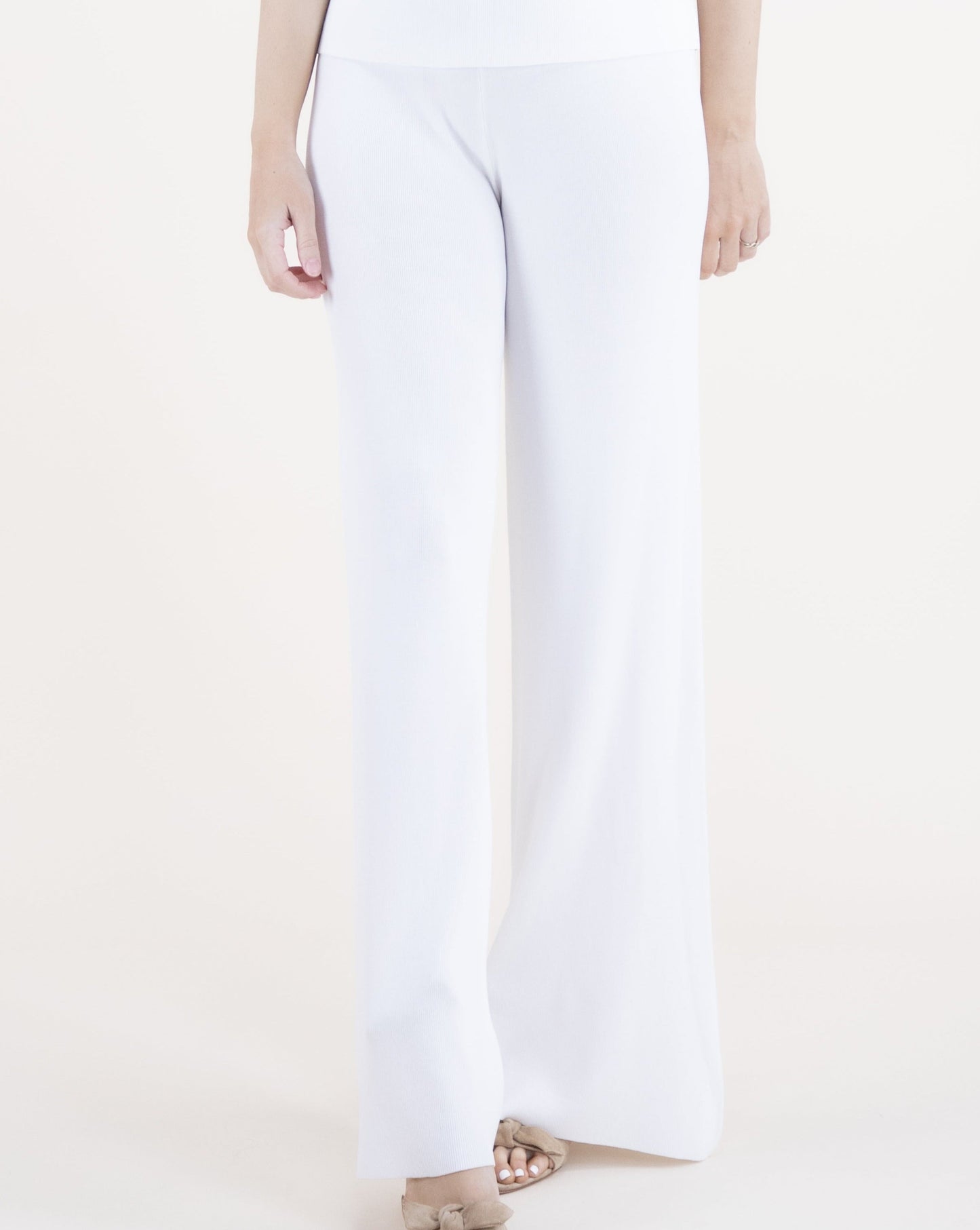 Neutral Wide Leg Thin Knit Pants