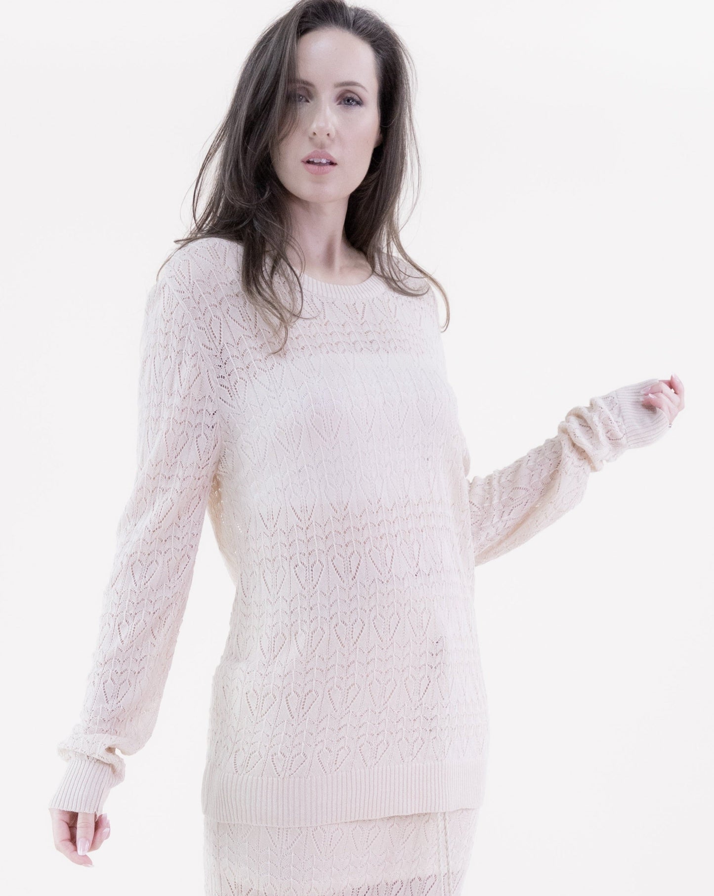 Pointelle Long Sleeve Sweater