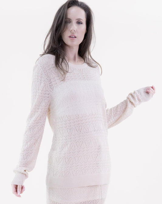 Pointelle Long Sleeve Sweater