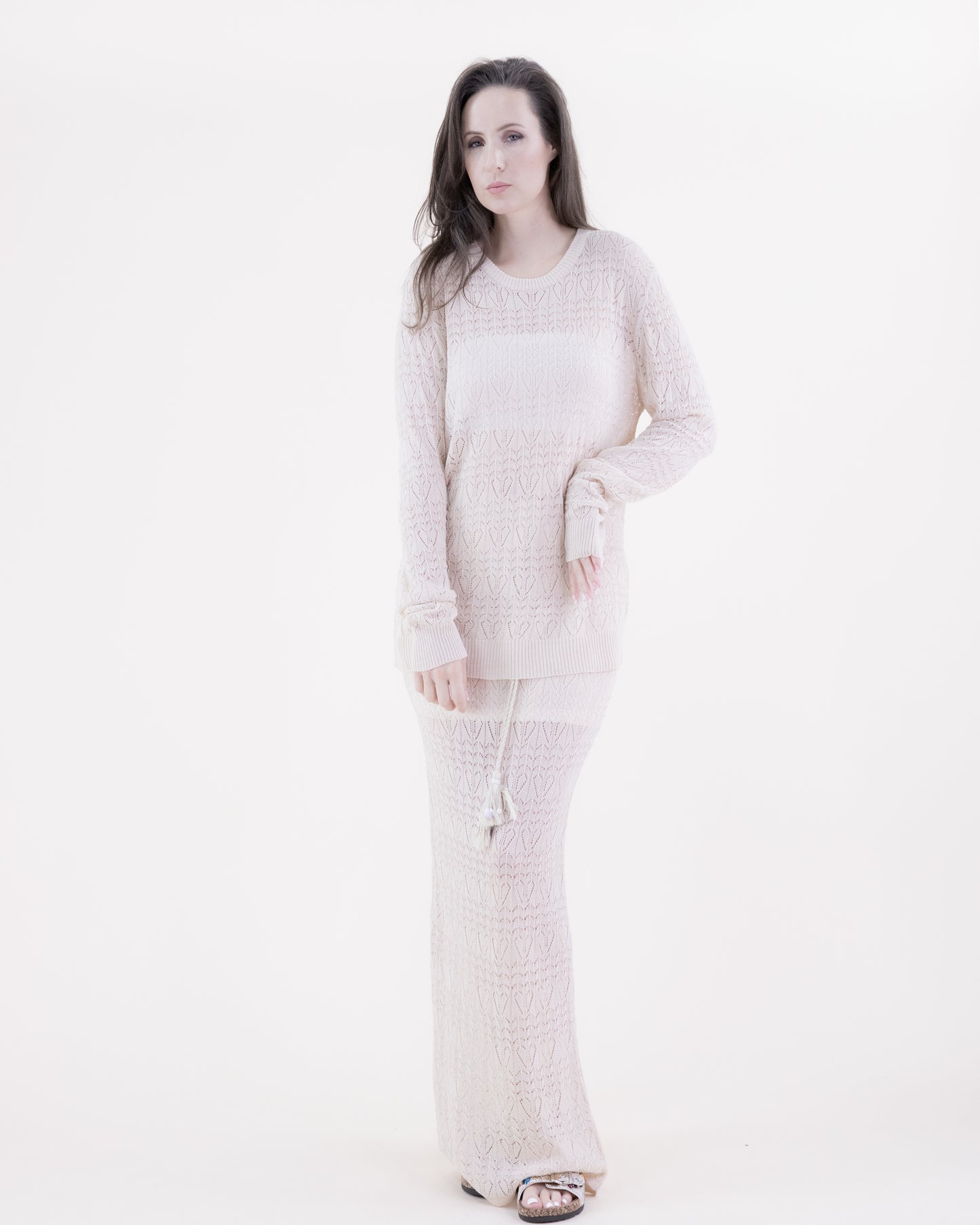 Pointelle Long Sleeve Sweater