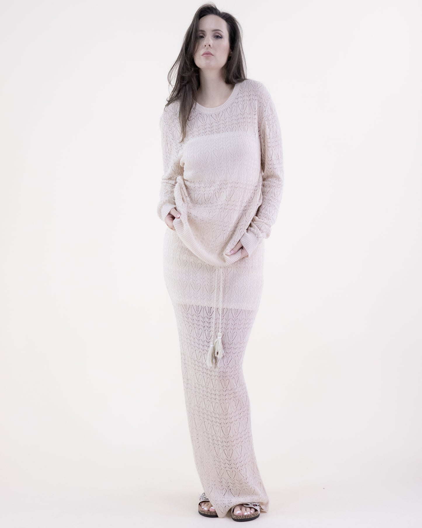Pointelle Half Lined Drawstring Skirt