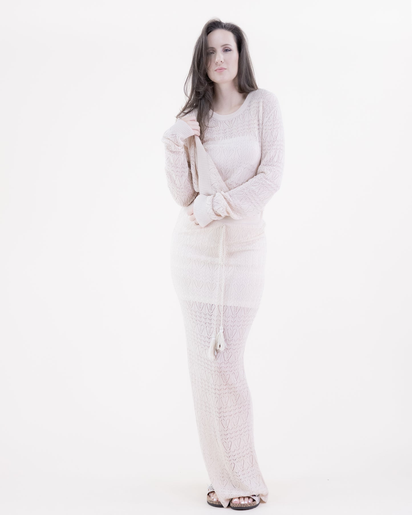 Pointelle Long Sleeve Sweater