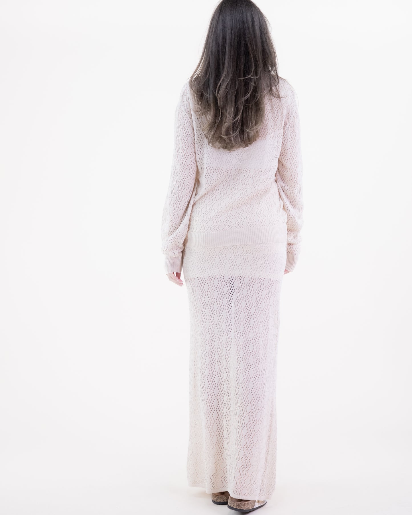 Zig Zag Pointelle Half Lined Drawstring Skirt