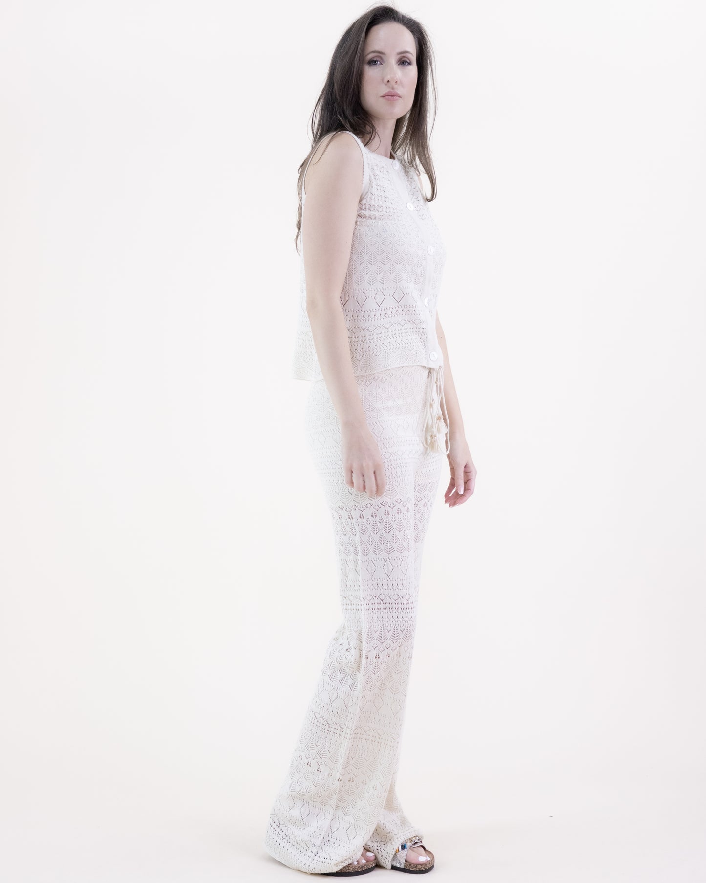 Linear Stitch Pointelle Drawstring Pants