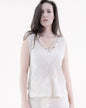 Geometric Pointelle Embellished V-Neck Sleeveless Top