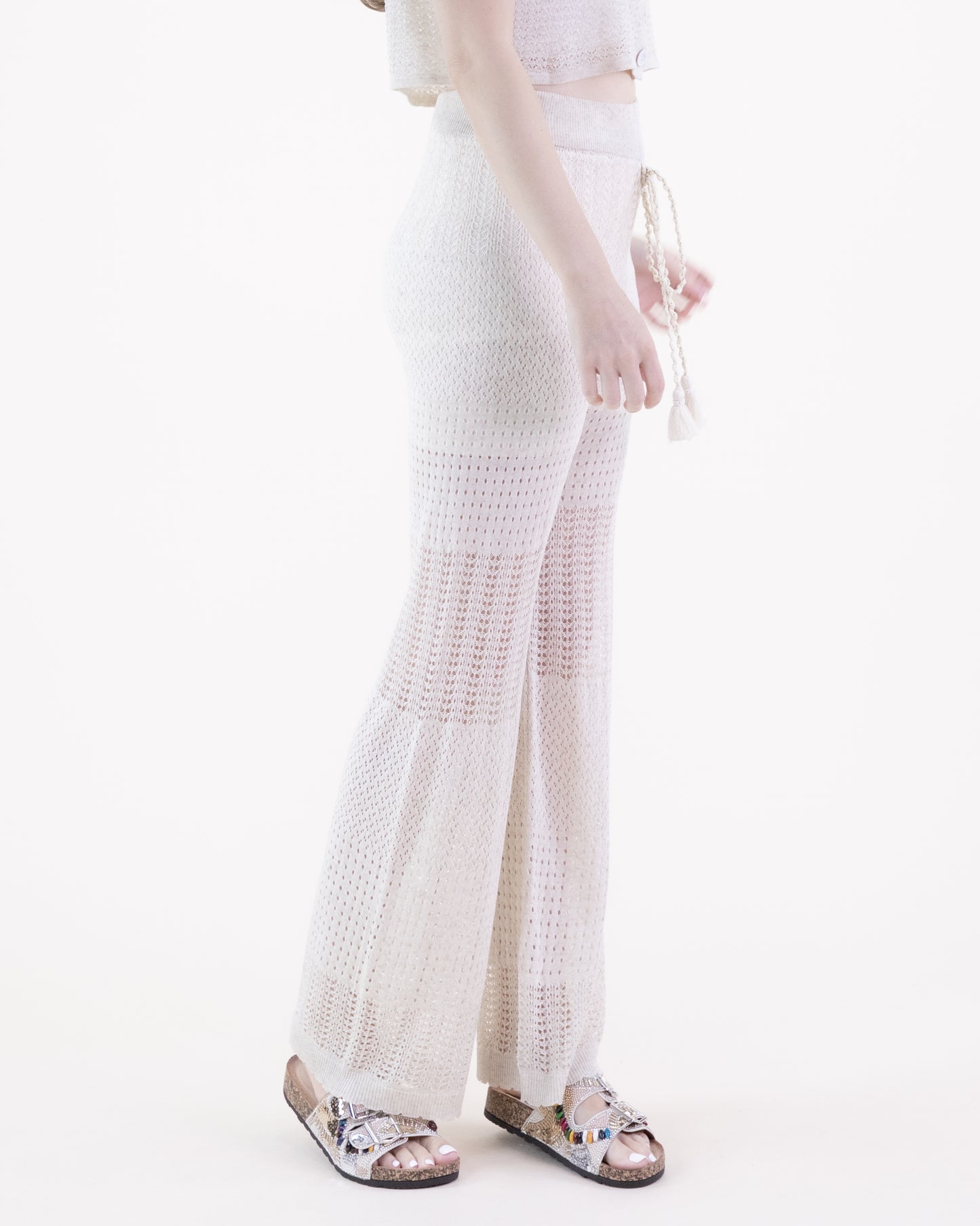 Pointelle Tiered Drawstring Pants