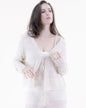Linear Diamond Pointelle Scallop Hems Front Tie Cardigan
