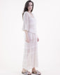 Linear Stitch Pointelle V-Neck Belted Half Sleeve Dress