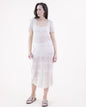 Geometric Pointelle Scoop Neck Short Sleeve Belted Dress