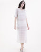 Pointelle Lines Crew Neck Short Sleeve Long Dress
