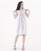 Cotton Linen Shirred Top Midi Dress