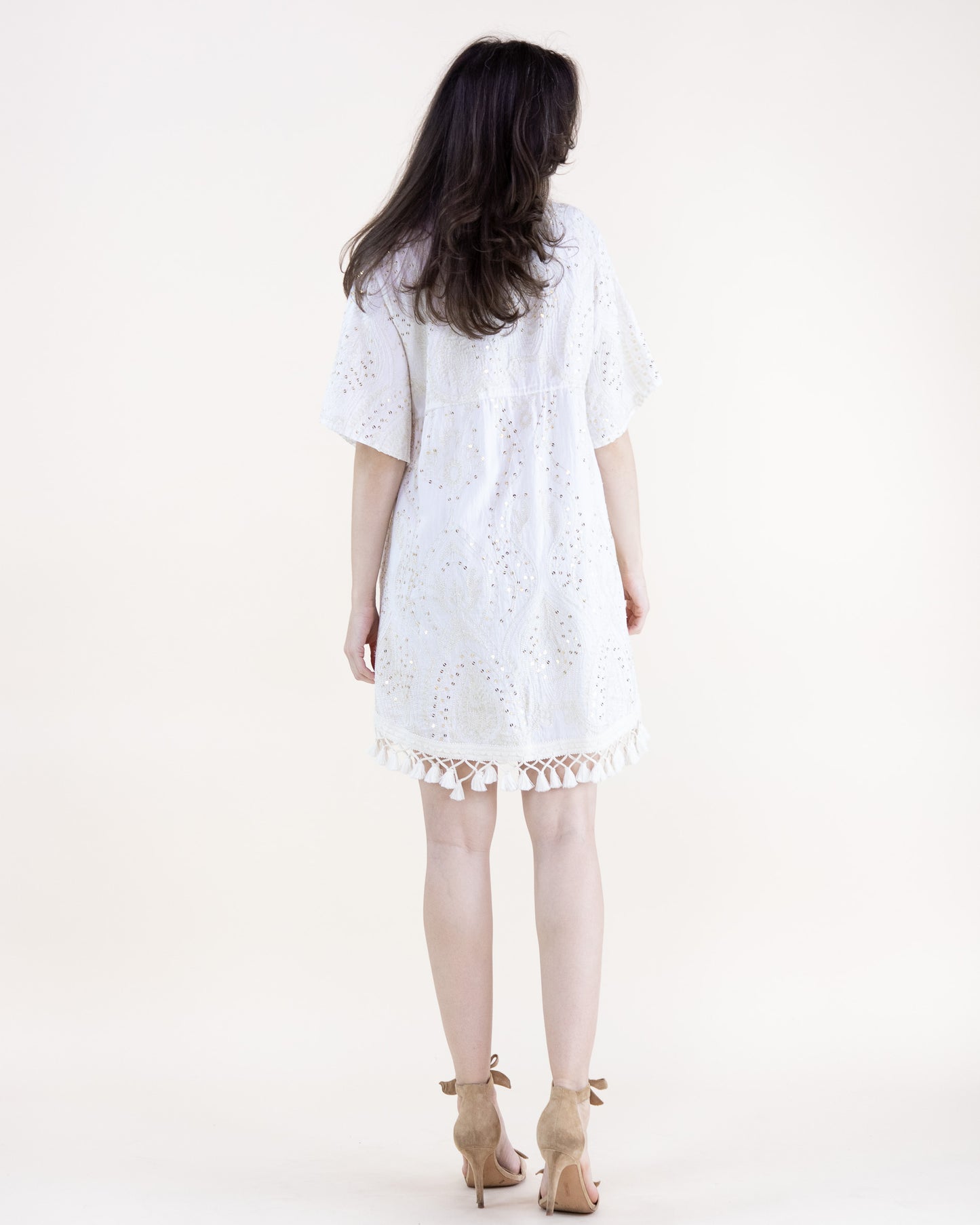 Bohemian Sequin Embroidered High Low Mini Dress