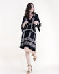 Boho Damask Motif Embroidered Drop Waist Mini Dress