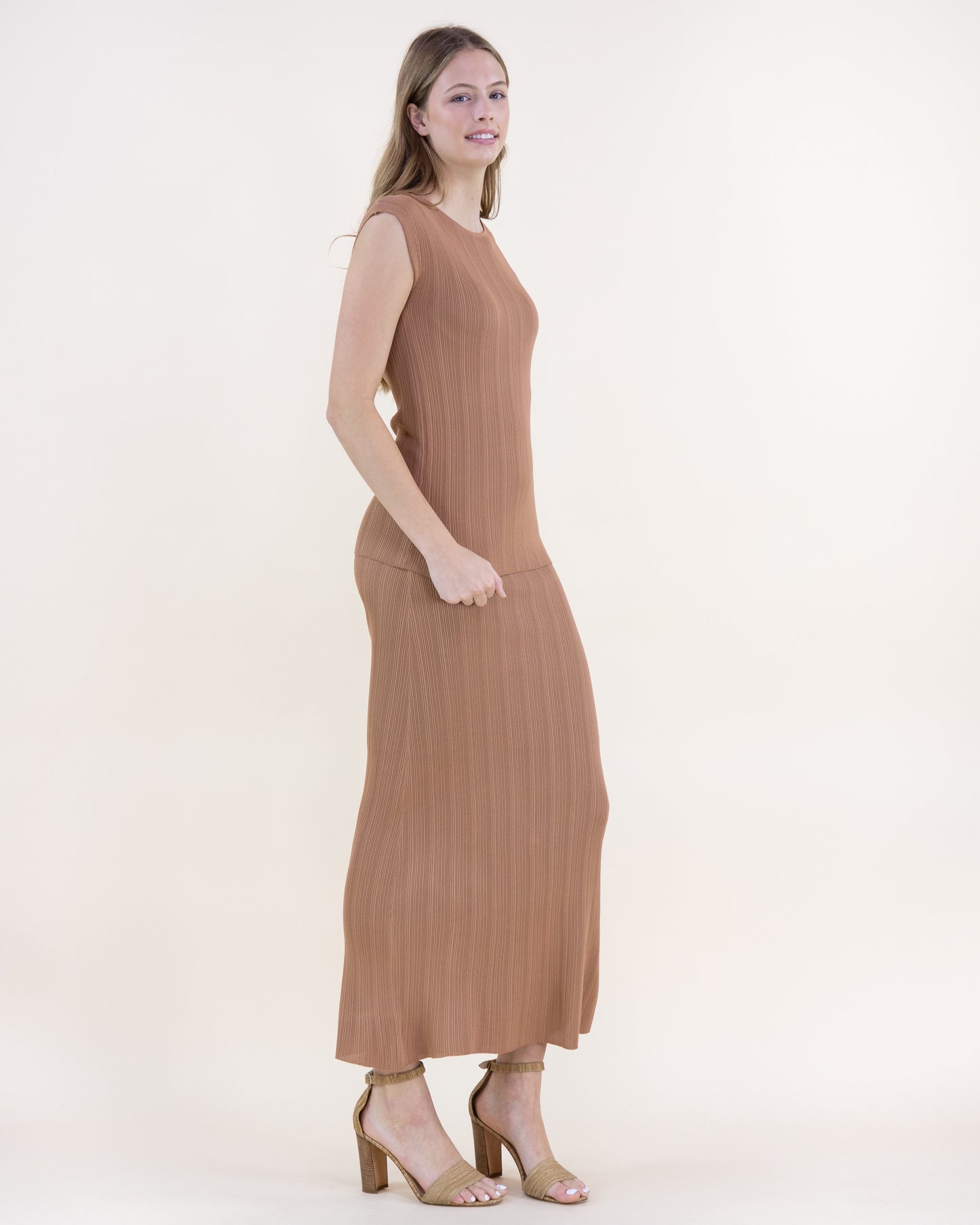 Sandy Thin Ribbed High Waisted Midi Skirt - S/M, L/XL