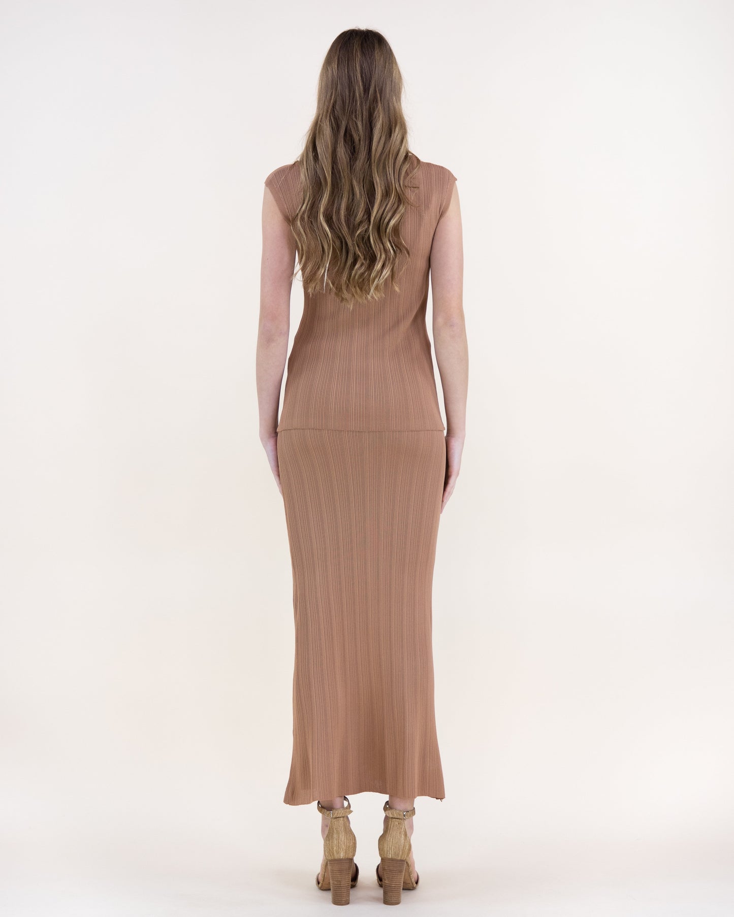 Sandy Thin Ribbed High Waisted Midi Skirt - S/M, L/XL