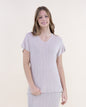 Sandy Thin Ribbed Short Sleeve V-Neck Knit Top