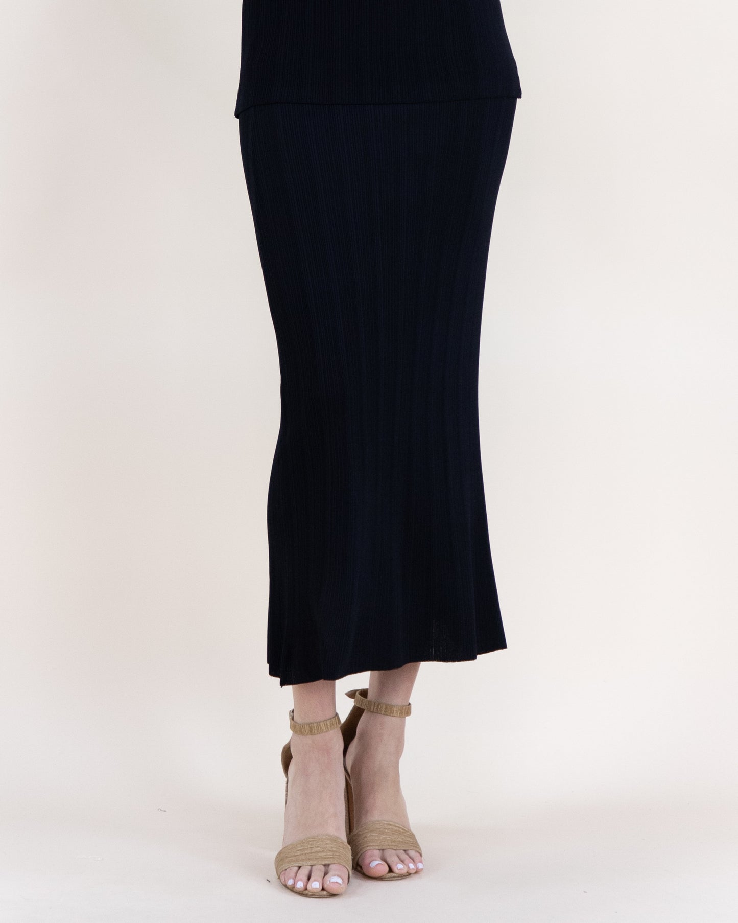 Sandy Thin Ribbed High Waisted Midi Skirt - S/M, L/XL
