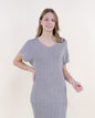 Sandy Thin Ribbed Short Sleeve V-Neck Knit Top